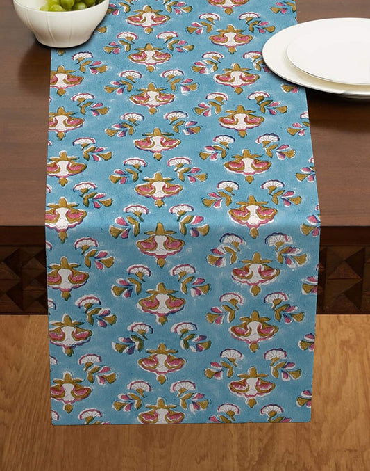 Blue Printed Center Table Cotton Runner