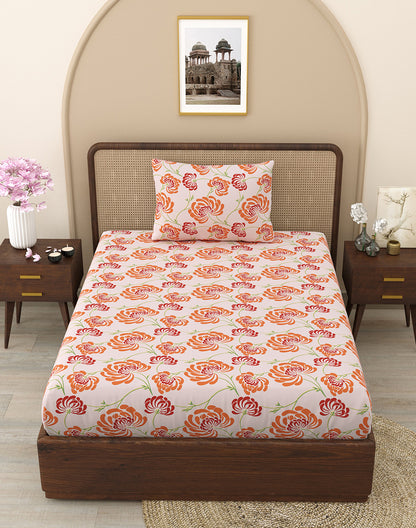 Single - Multicolor Floral Bedsheet with Pillow Cover