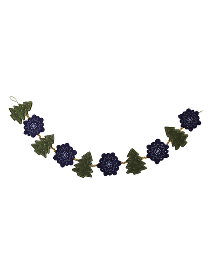 Christmas Embroidered Tree Snowflake Bunting