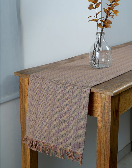 Brown Cotton Textured Center Table Runner