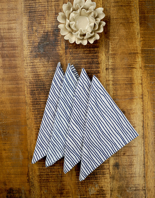 Set Of 4 - 16" Cotton Stripes Napkin