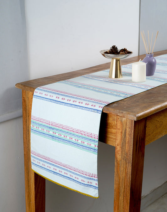 Blue Cotton Stripes Table Runner