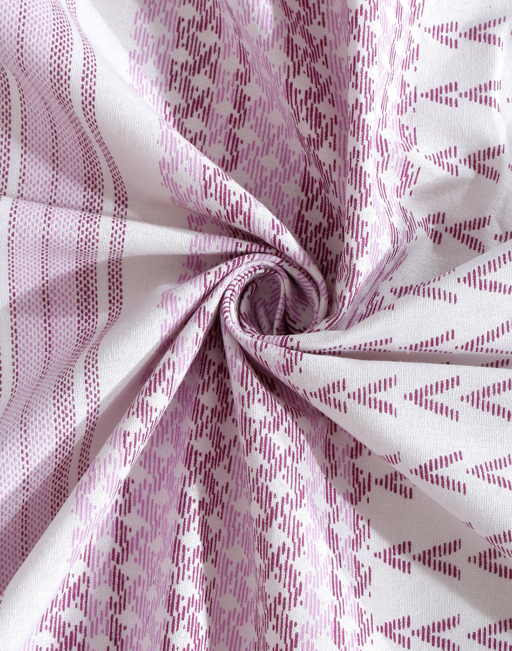 King Size- Purple Stripes Cotton Bedsheet Set with 2 Pillow Covers