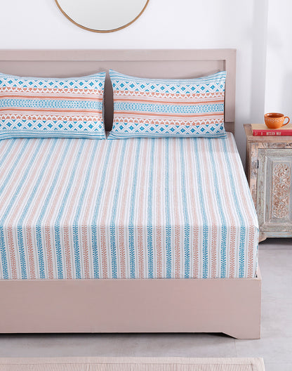 King Size - Printed Cotton Bedsheet Set With 2 Pillow Covers