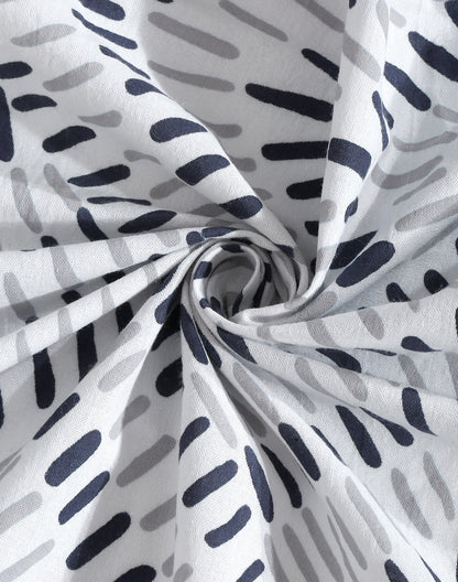 King Size - Grey Abstract Cotton Besheet Set With 2 Pillow Covers