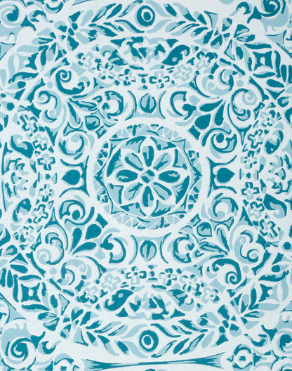 Queen Size - Blue Mandala Print Cotton Bedsheet Set with 2 Pillow Covers