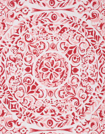 Queen Size - Red Mandala Print Cotton Bedsheet Set with 2 Pillow Covers