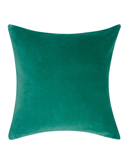 Set Of 2 - Green Solid Velvet Cushion Cover 16"X16"