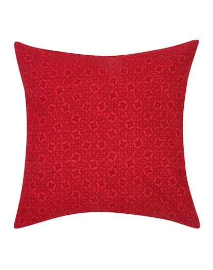 Set Of 2 - Red Solid Velvet Cushion Cover 16"X16"