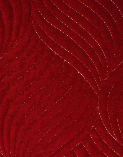 Set Of 2 - Maroon Ogee Quilted Velvet Cushion Cover 16"X16"