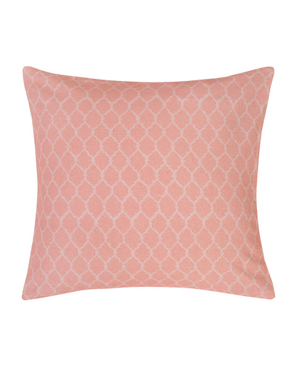Set Of 2 - Pink Ogee Quilted Velvet Cushion Cover 16"X16"