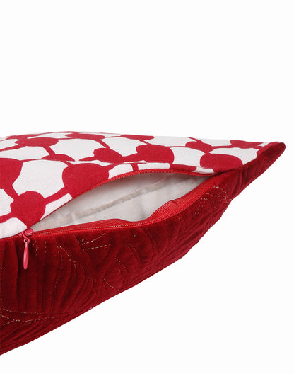 Set Of 2 - Maroon Tropical Quilted Velvet Cushion Cover 16"X16"