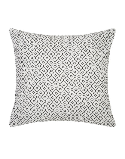 Set Of 2 - White Floral Embroidered Cushion Cover - 16"X 16"