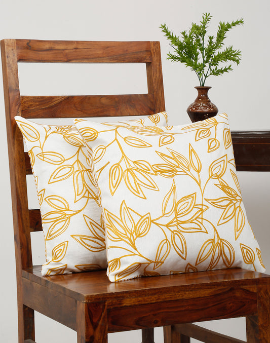 Set Of 2 - Botanical Breeze Embroidered Cushion Cover - 16"X 16"