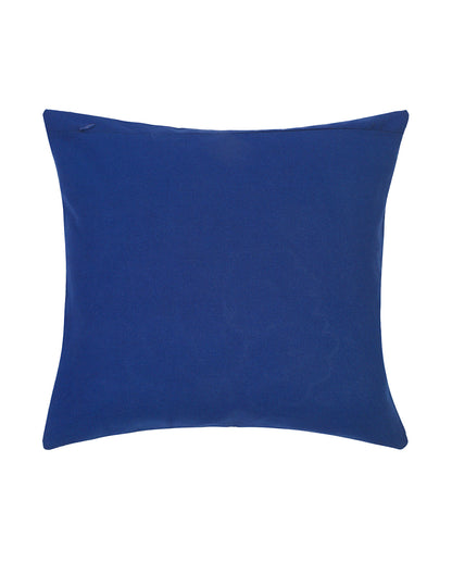 Set Of 2 - Blue Tufted Floral 100% Cotton Cushion Cover