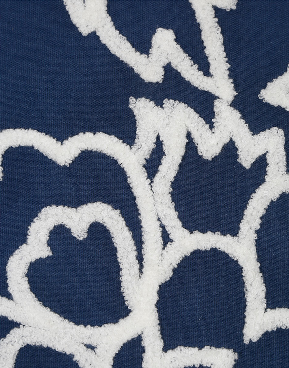 Set Of 2 - Navy Blue Tufted Floral 100% Cotton Cushion Cover