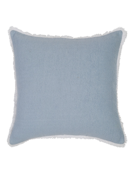 Set Of 2 - Solid Blue Terry Cushion Cover With Lace- 18"X 18"
