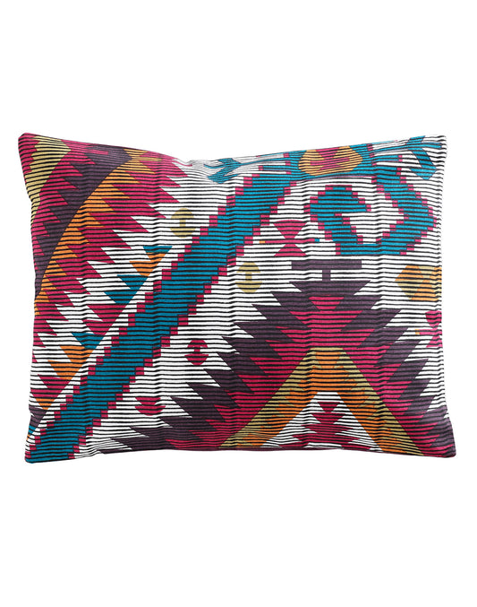 Set Of 2 - Geometric Print Cotton Cushion Cover - 14"X18"