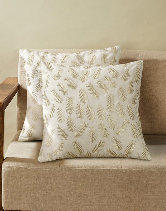 Set Of 2 - Decorative Cotton Covers With Embroidery - 16'X 16"