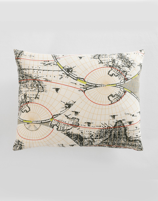 Set Of 2 - Lumbard Map Cotton Cushion Cover-14"X18"