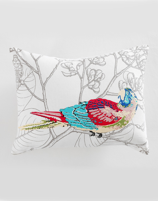 Set Of 2 - Lumbard Parrot Cotton Cushion Cover-14"X18"