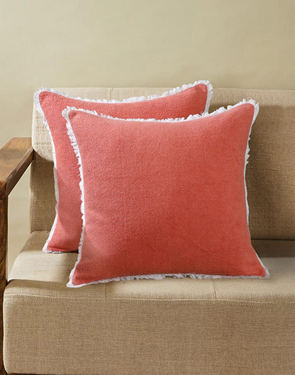 Set Of 2 - Pink Terry Cushion Cover - 18"X18"