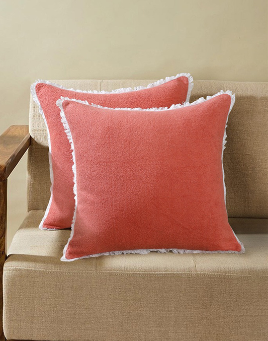 Set Of 2 - Pink Terry Cushion Cover - 18"X18"
