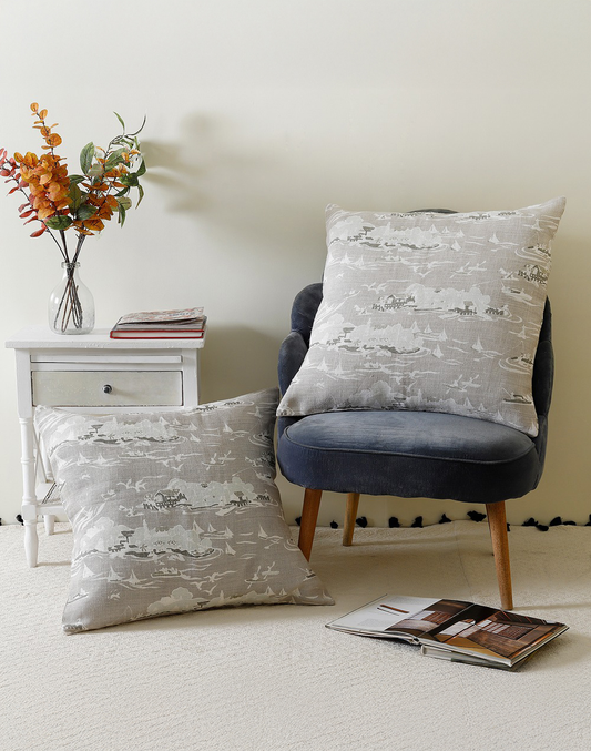 Set Of 2 - Statement Linen Printed Cushion Cover - 26" X 26"