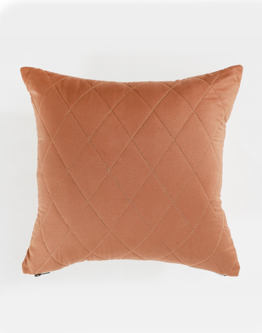Set Of 2 - Brown Quilted Cushion Cover - 18" X 18"