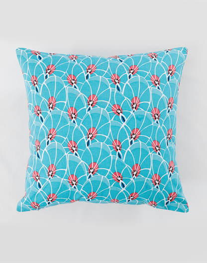 Set Of 2 - Blue Playful Cotton Cushion Cover - 16"X 16"