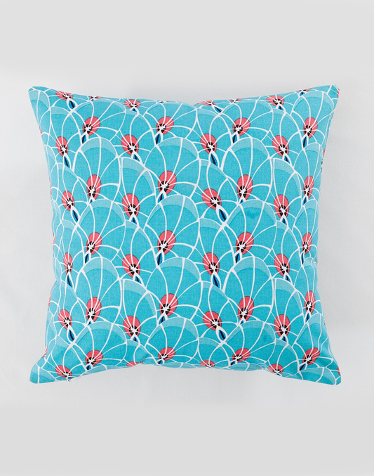 Set Of 2 - Blue Playful Cotton Cushion Cover - 16"X 16"