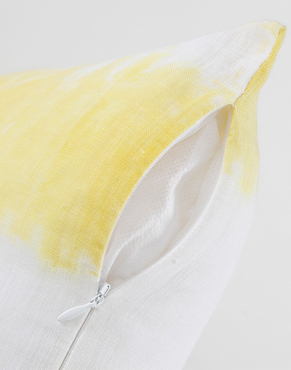 Set Of 2 - Yelllow Shaded Linen Cushion Covers