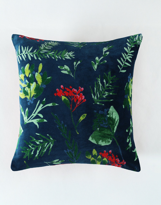 Set of 2 - Blue Velet Printed Cushion Cover - 16"x 16"