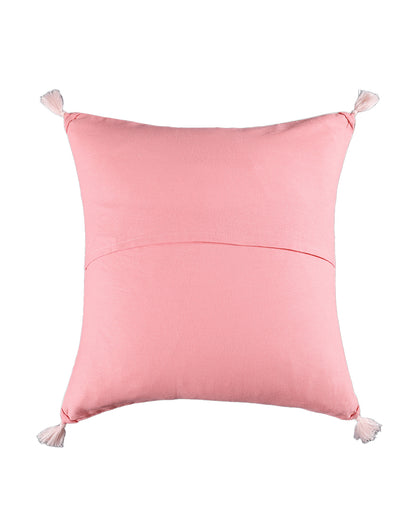 Set of 2 - Leafy Pink Cotton Cushion Cover - 16"x16"