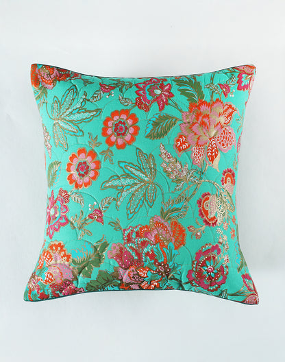 Set of 2 - Blue Floral Decortive Sofa Cushion Cover - 16"x16"