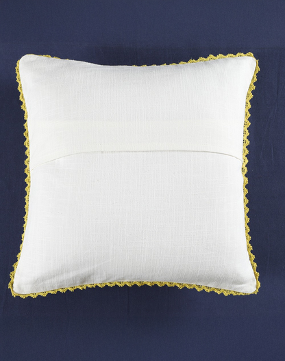 Set of 2 - Embroidered Garden Cotton Cushion Cover - 16"x16"