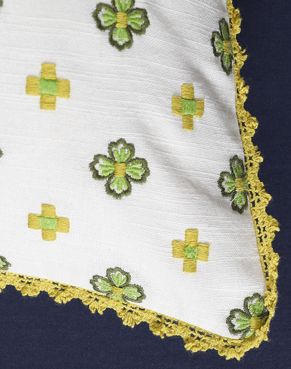 Set of 2 - Embroidered Garden Cotton Cushion Cover - 16"x16"