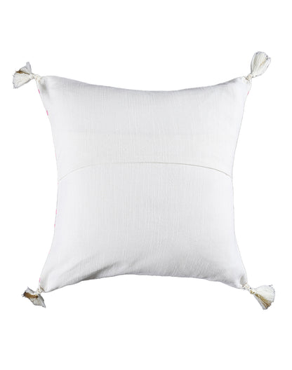 Set of 2 - Geometric Eye Embroidered Cotton Cushion Cover -16"x 16"