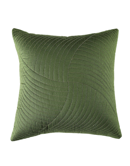 Set of 2 - Green Quilted Decorative Sofa Cushion Cover - 16"x16"