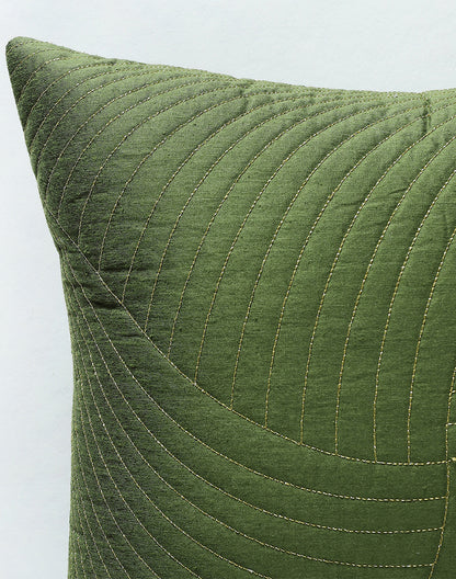 Set of 2 - Green Quilted Decorative Sofa Cushion Cover - 16"x16"