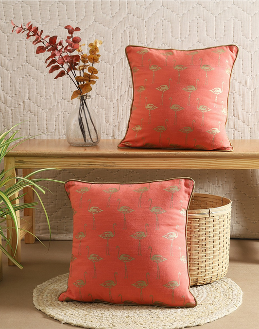Set of 2 - Famingo Fleet Decorative Cushion Cover-16"X16"