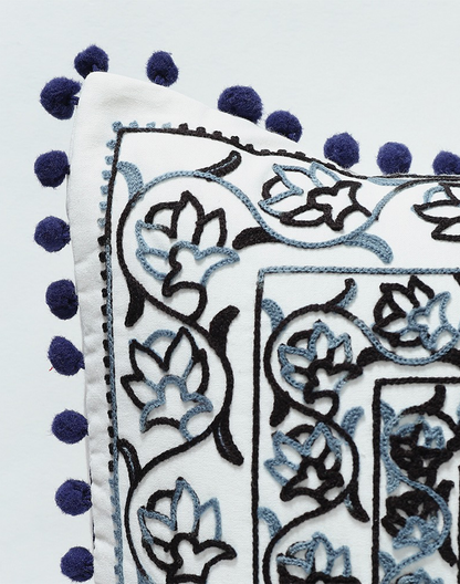 Set Of 2 - Square Embroidered Cotton Cushion Cover -16"X16"