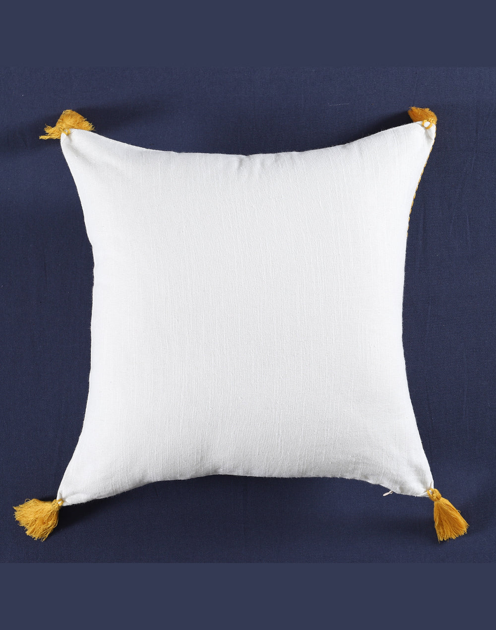 Set of 2 - White Motif Embroidered Cotton Cushion Cover - 16"x16"