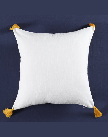 Set of 2 - White Motif Embroidered Cotton Cushion Cover - 16"x16"
