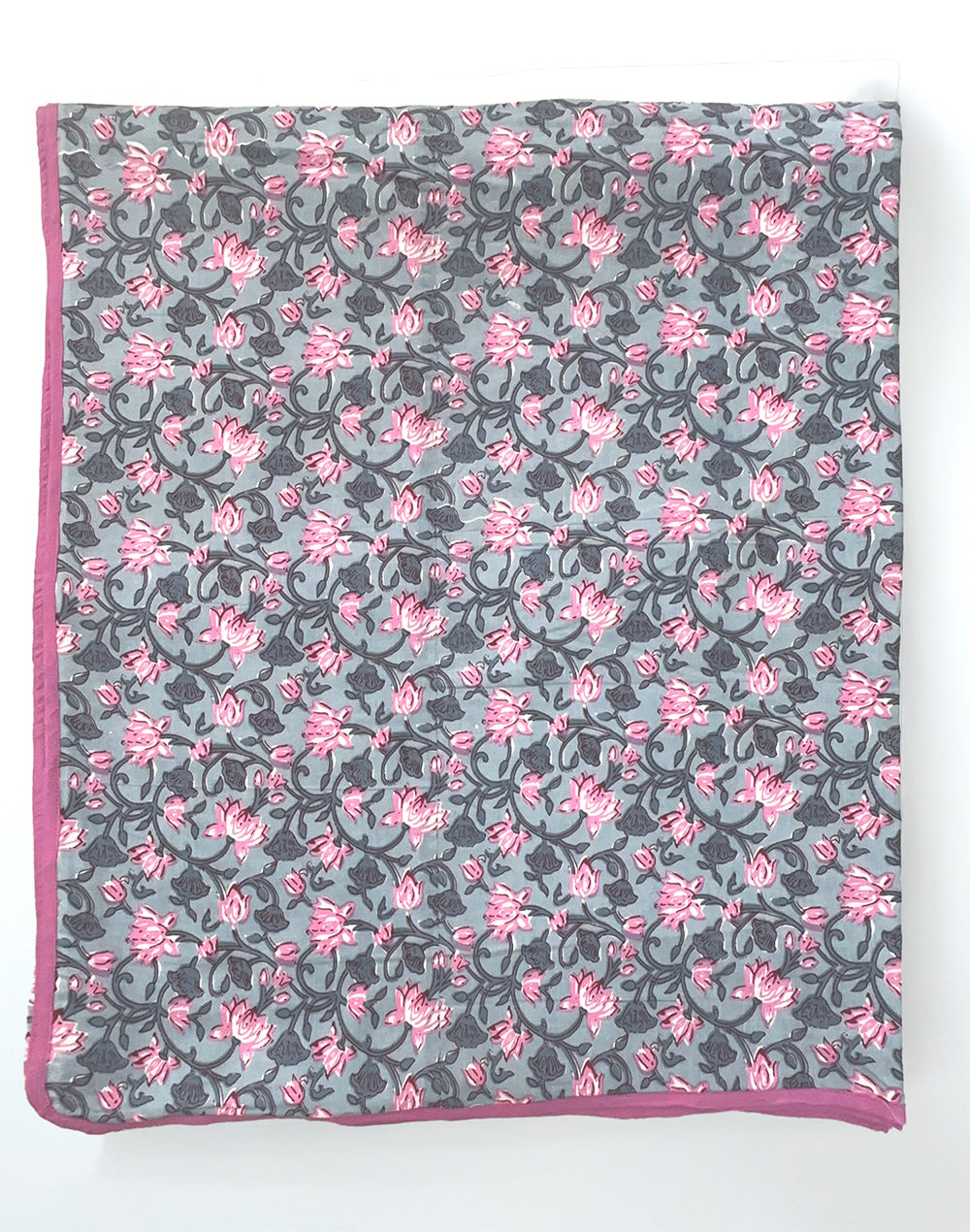 Blossom Blinge Grey Pink Cotton Dohar Single Piece