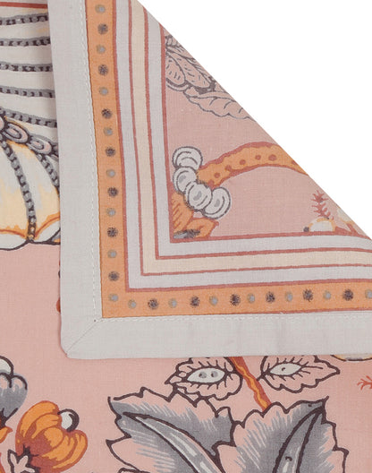 Set Of 4 - 20" Bold Floral Printed Cotton Dining Napkin
