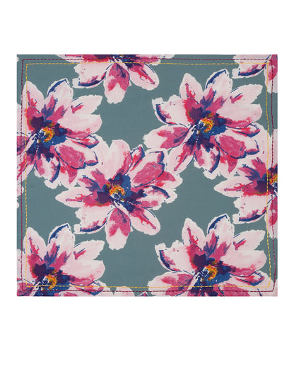 Set Of 4 - 20" Bold Floral Printed Cotton Dining Napkin