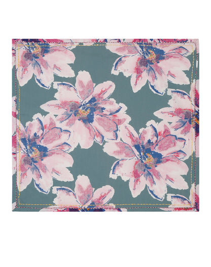 Set Of 4 - 20" Bold Floral Printed Cotton Dining Napkin