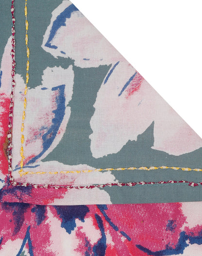 Set Of 4 - 20" Bold Floral Printed Cotton Dining Napkin