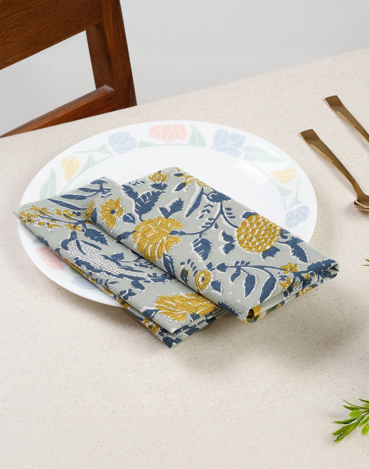 Grey Printed Cotton Table Napkin 16"X16"